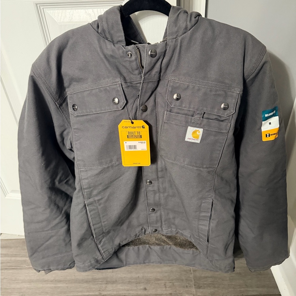 Mens Carhartt Sherpa Lined Jacket in Grey size M